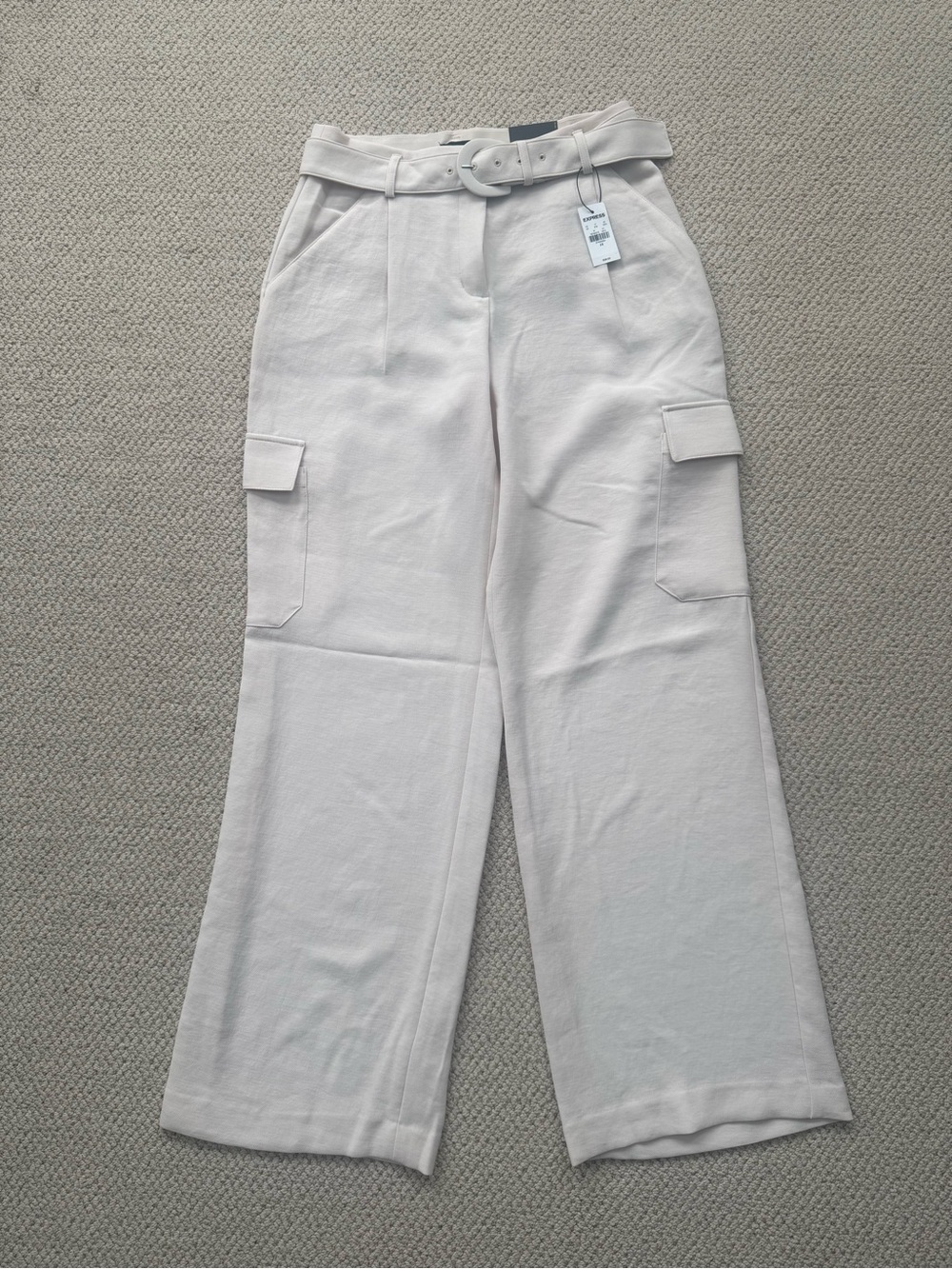 Express Cream Dresa Cargo Pants with Belt